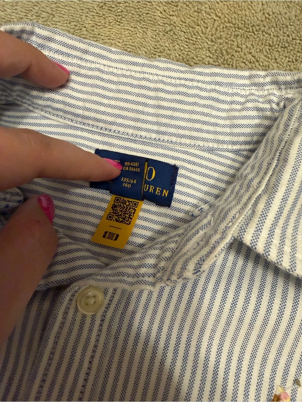 Ralph Lauren Light Blue & White Stripe Cotton Shirt Dress for Kids